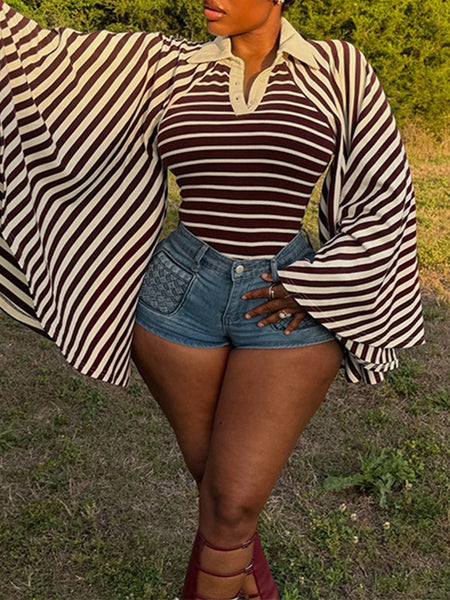 Striped Polo Cape Top