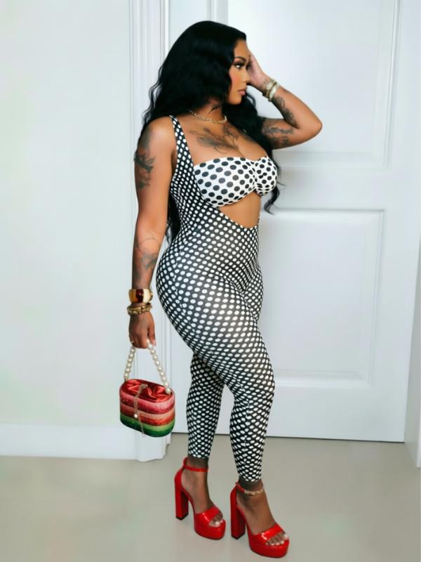 Dot Bandeau Top & Jumpsuit Set