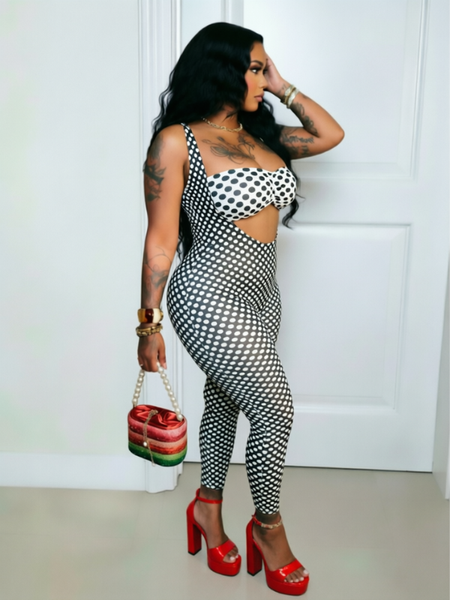Dot Bandeau Top & Jumpsuit Set