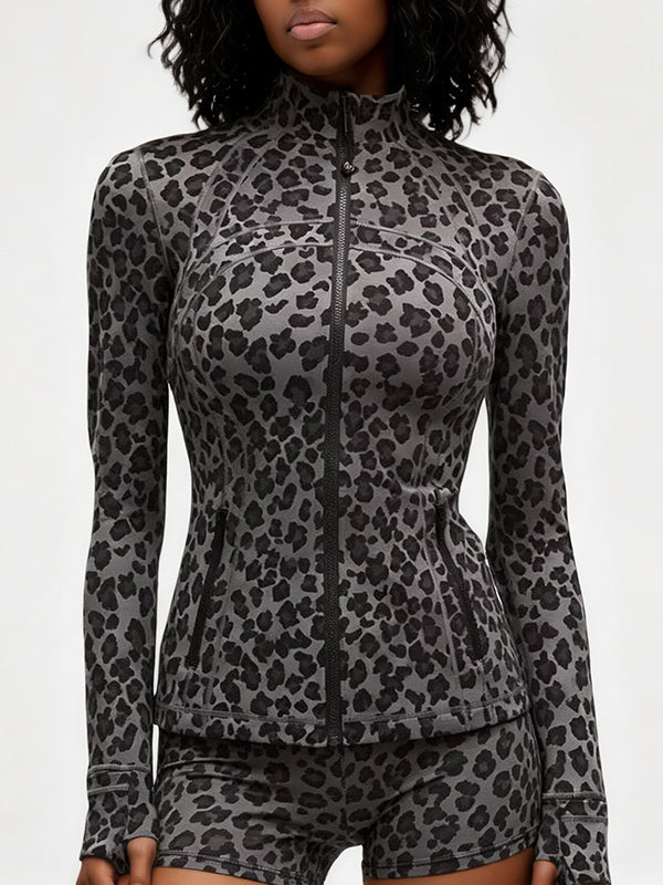 Leopard Zip Front Top & Shorts Set