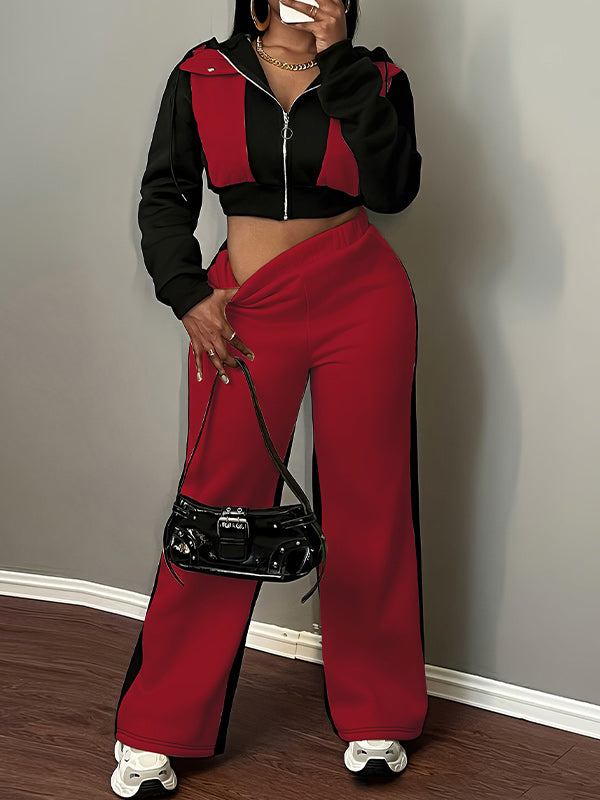 Color-Block Hoodie Sweatshirt & Pants Set