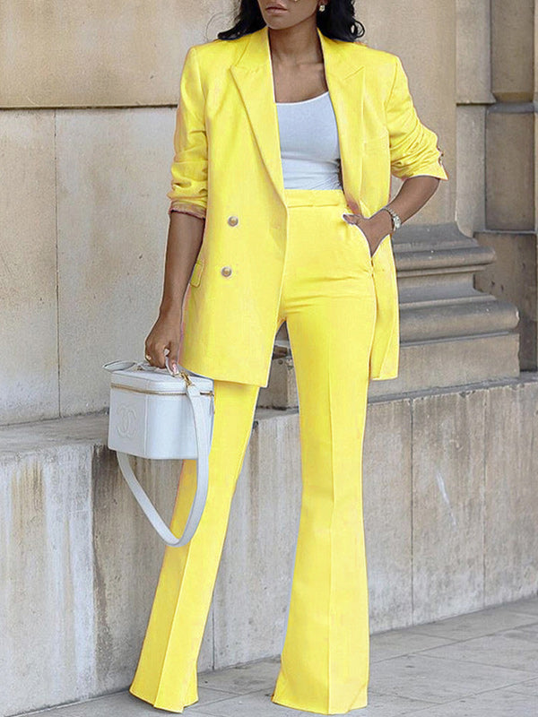 Solid Blazer & Pants Set