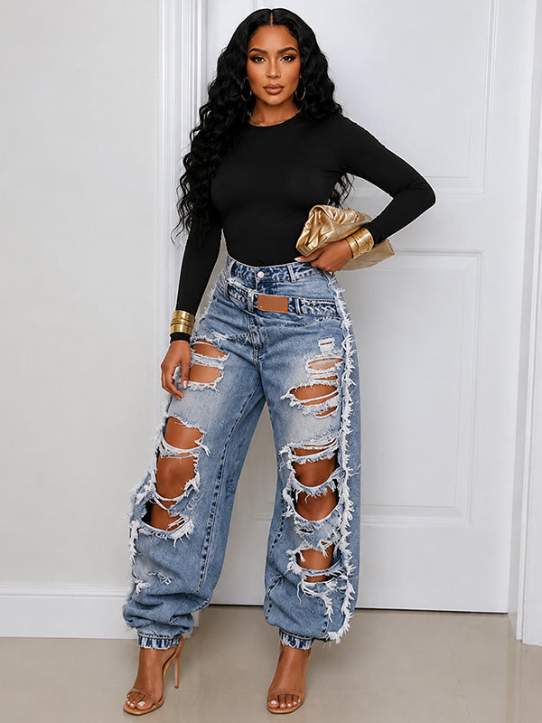 Distressed Jogger Jeans