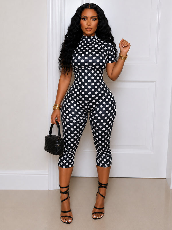 Printed Open-Back Capri Jumpsuit