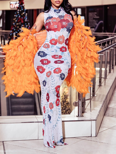 Studded Printed Maxi Dress