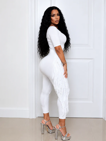 Solid Fringe Jumpsuit