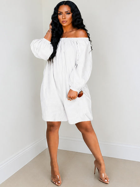 Off Shoulder Puff Sleeve Romper