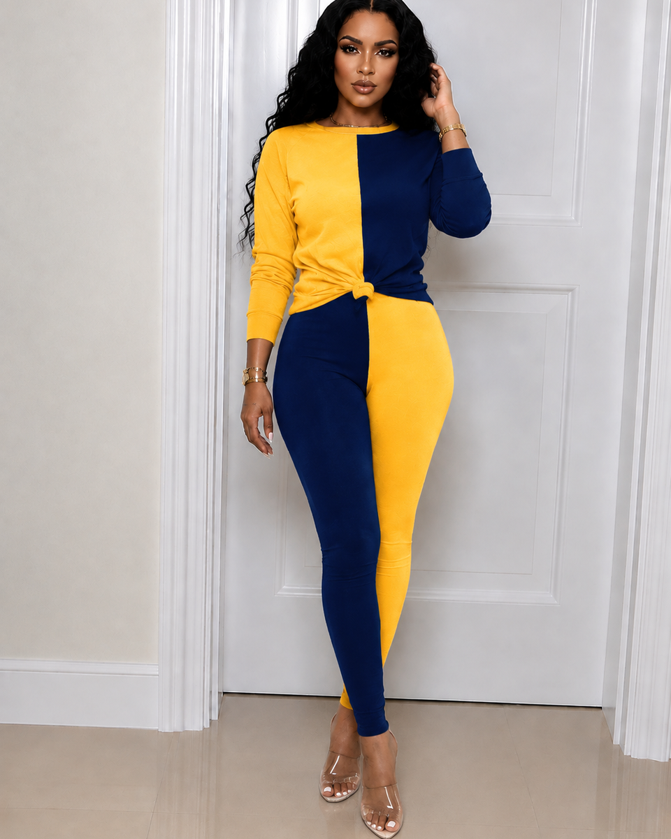 Colorblock Combo Top & Pants Set