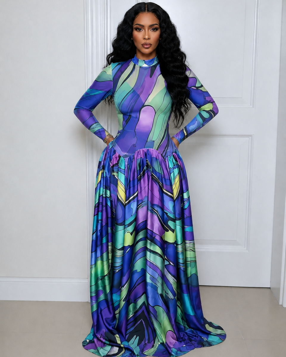 Printed Combo Maxi Dress
