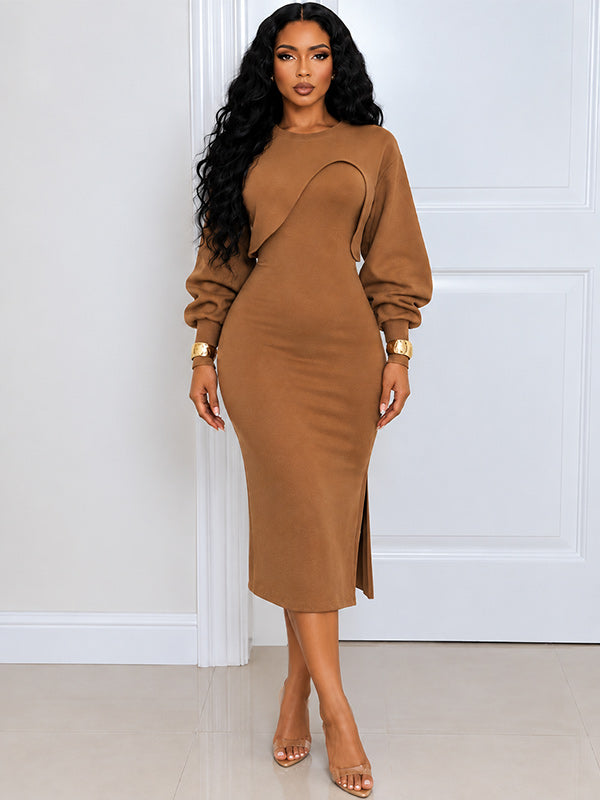 Asymmetric Crop Top & Cami Dress Set