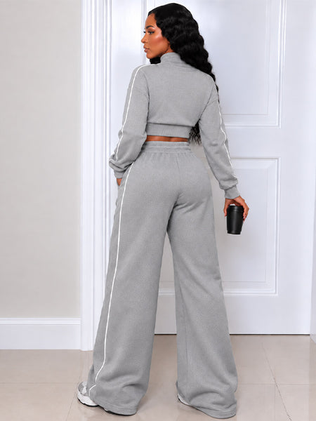 Side-Stripe Cutout Sweatshirt & Pants Set