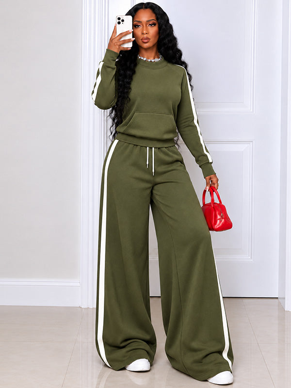 Side-Stripe Tee & Wide-Leg Pants Set