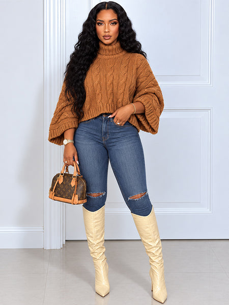 Knit Turtleneck Poncho