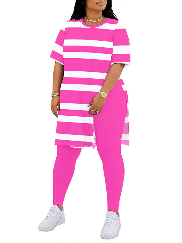 Stripe Side-Slit Tunic Top & Pants Set