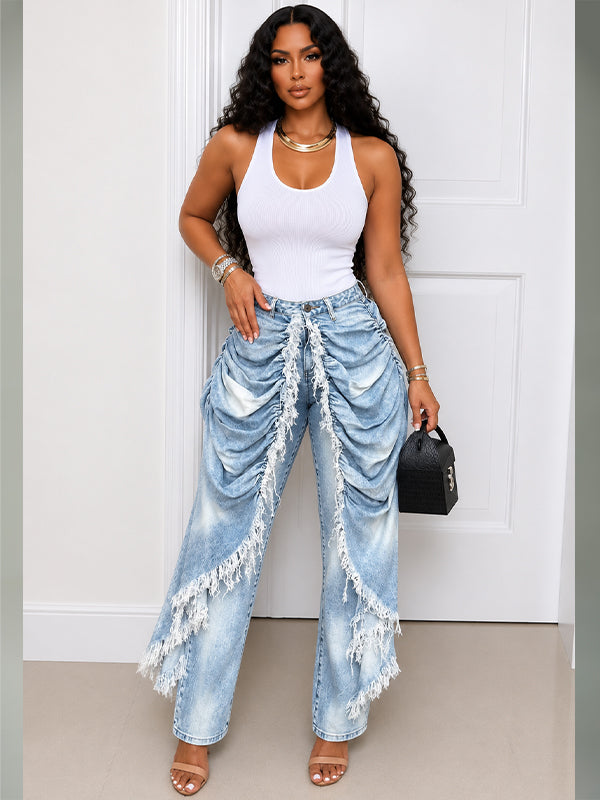 Ruched Draped Jeans