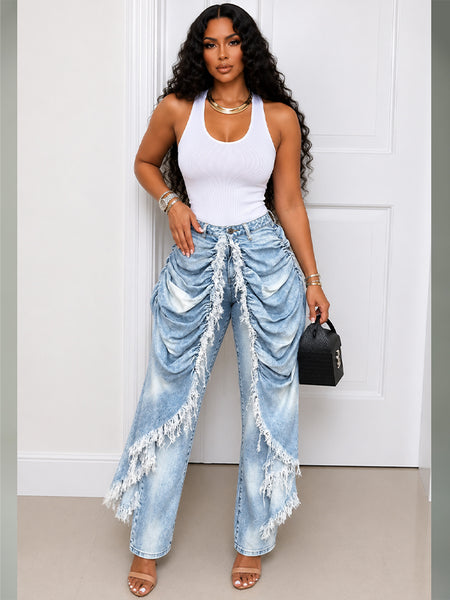 Ruched Draped Jeans