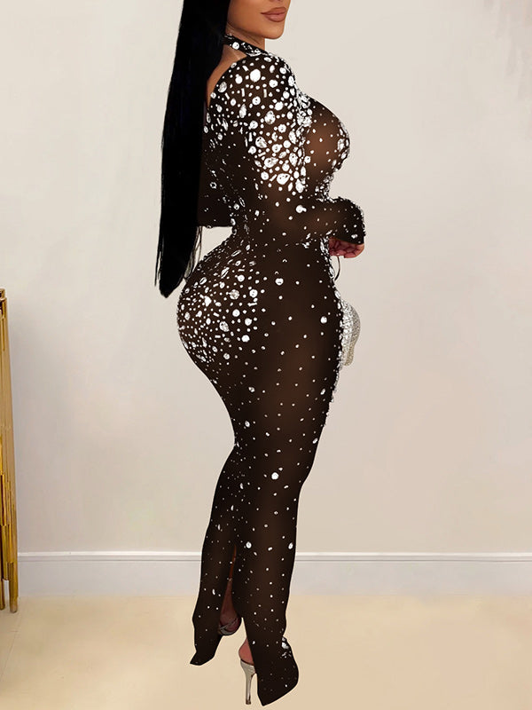 Studded Sheer Maxi Dress