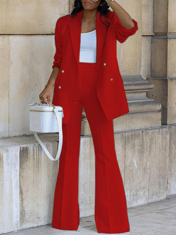 Solid Blazer & Pants Set
