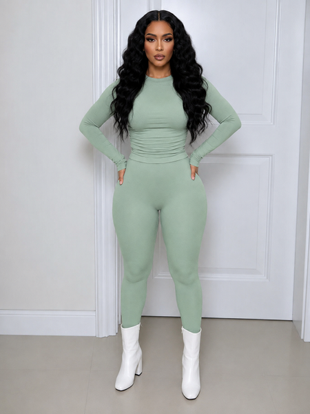 Solid Tee & Skinny Pants Set
