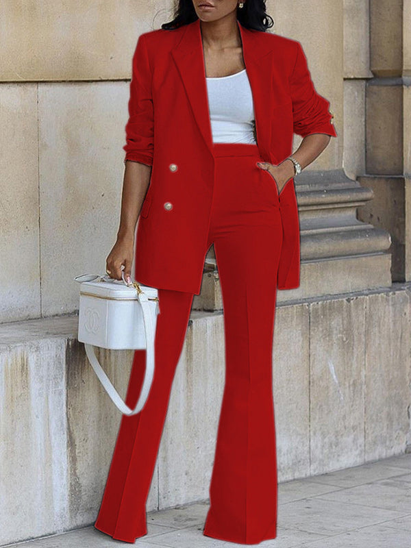 Solid Blazer & Pants Set