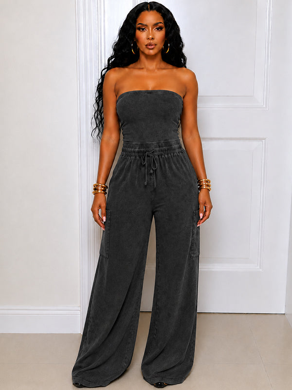 Washed Strapless Jumpsuit