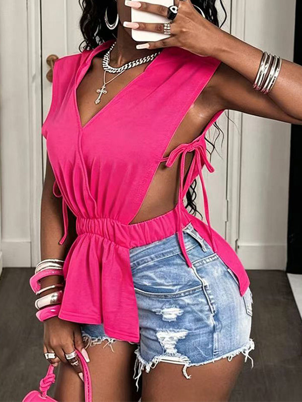 V-Neck Sleeveless Hoodie