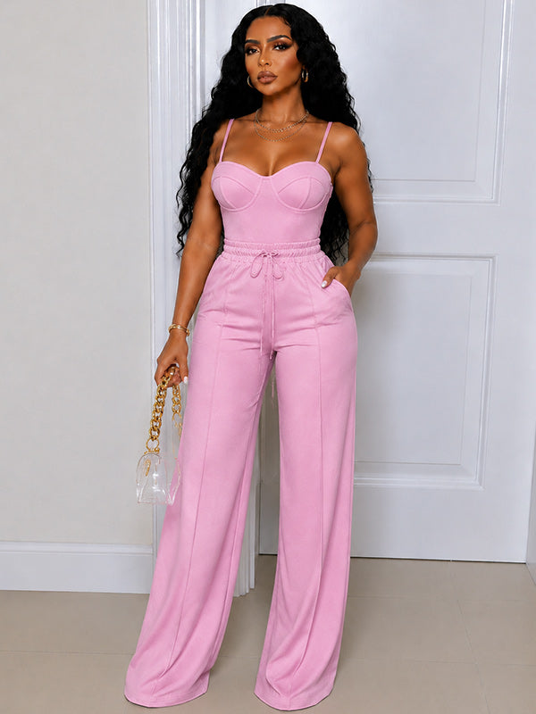 Solid Cami Top & Wide-Leg Pants Set