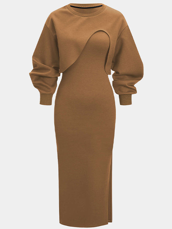 Asymmetric Crop Top & Cami Dress Set