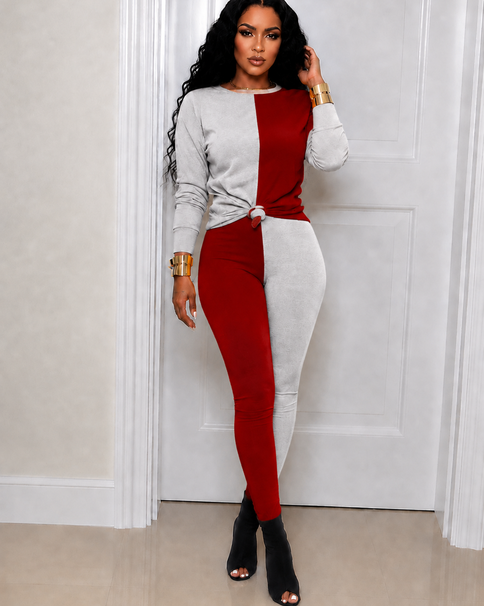 Colorblock Combo Top & Pants Set