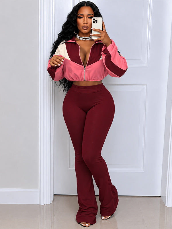 Colorblock Zip Top & Pants Set