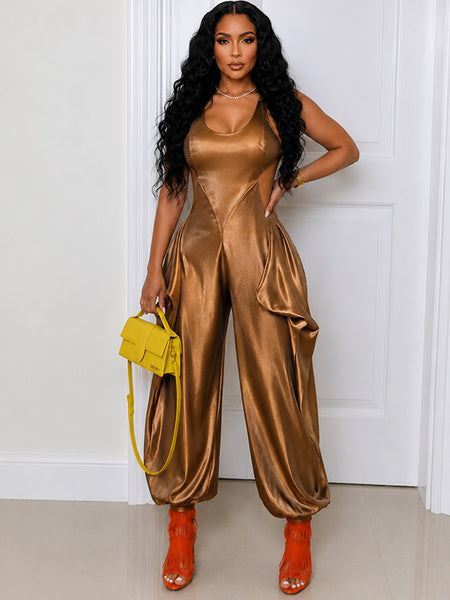Metallic Cutout Jumpsuit