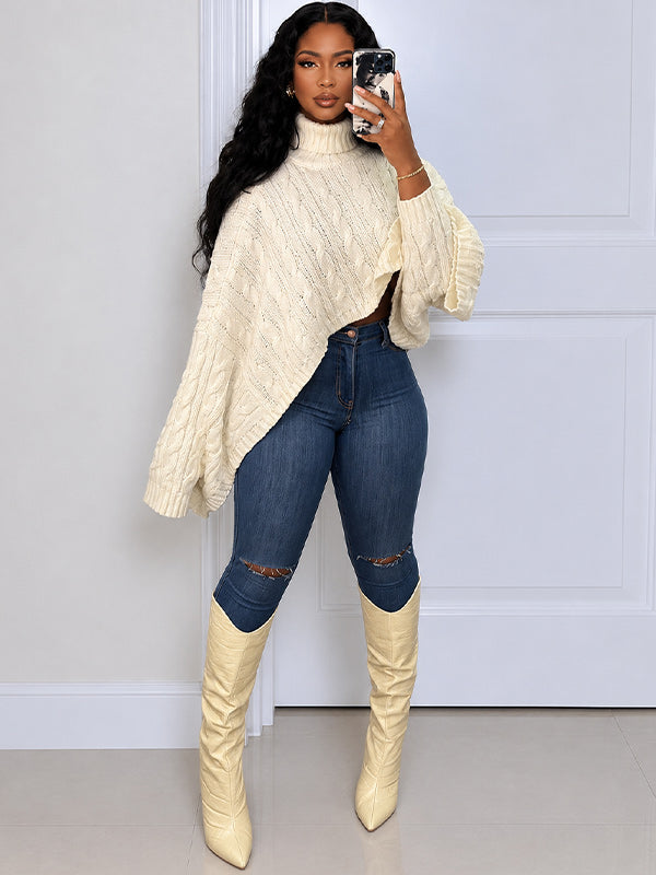 Knit Turtleneck Poncho