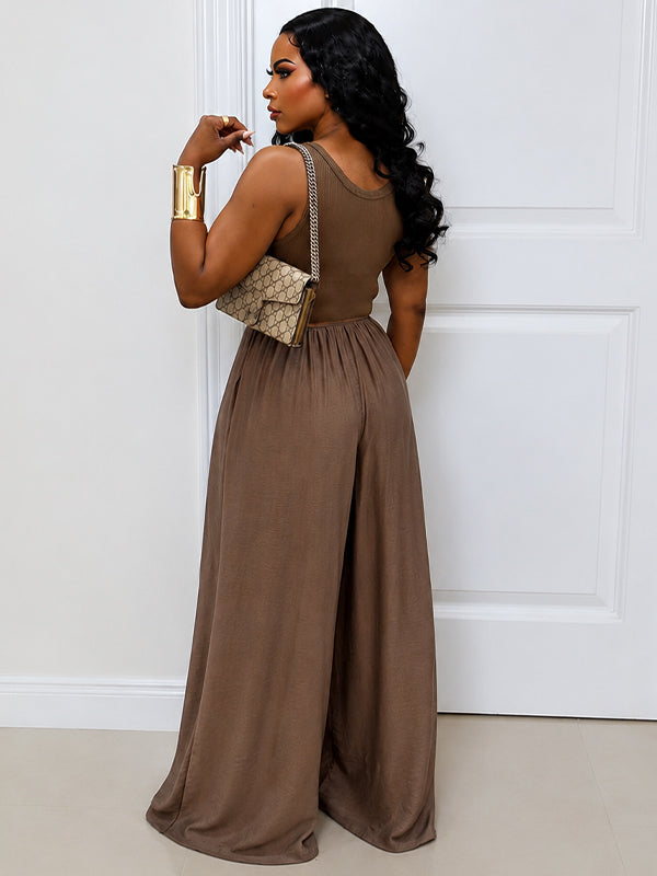 Wide-Leg Sleeveless Jumpsuit
