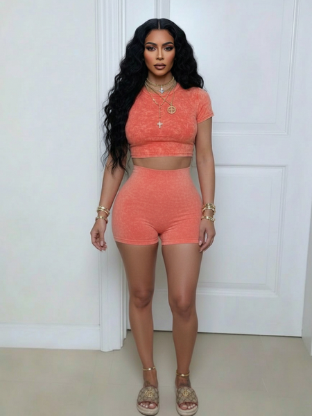 Printed Tee & Biker Shorts Set