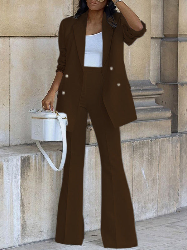 Solid Blazer & Pants Set