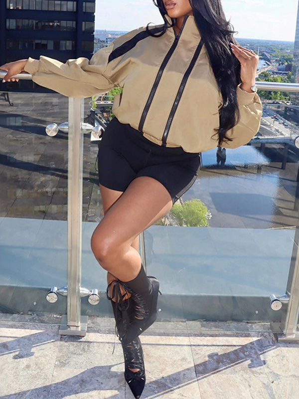 Color-Block Cropped Jacket