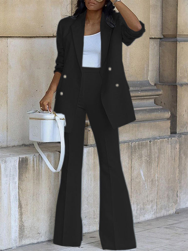 Solid Blazer & Pants Set