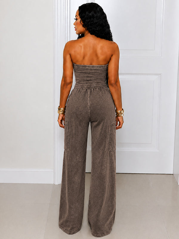 Washed Strapless Jumpsuit