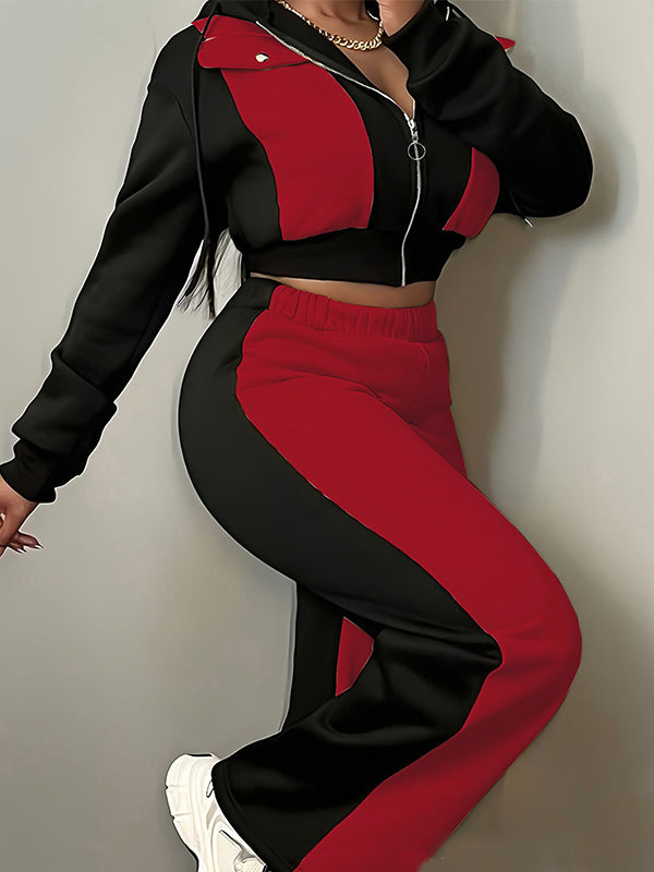 Color-Block Hoodie Sweatshirt & Pants Set