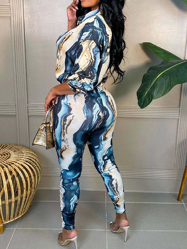 Printed Shirt & Skinny Pants Set