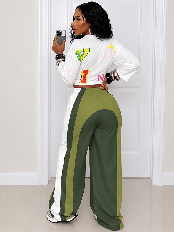 Colorblock Wide-Leg Pants