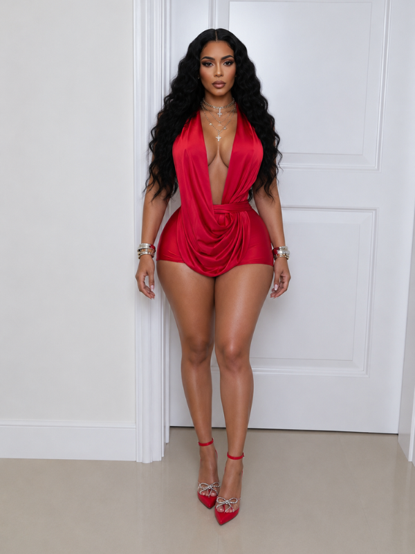 Solid Tied Halter Romper