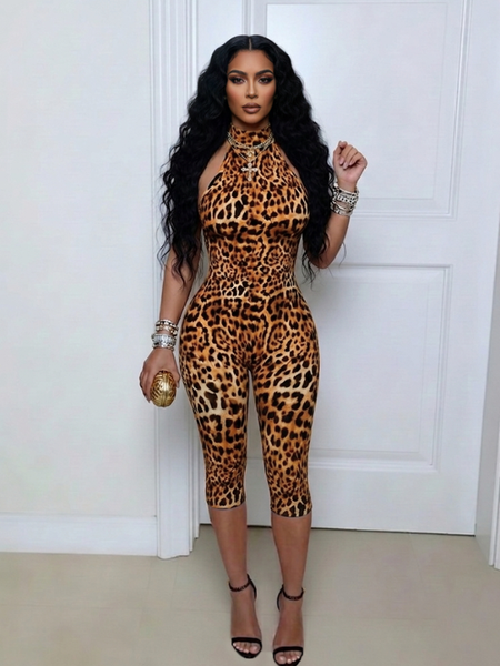 Leopard Halter Jumpsuit