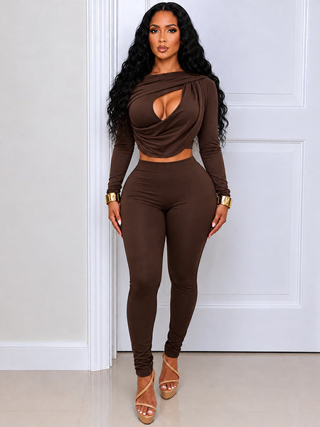Ruched Cutout Top & Pants Set