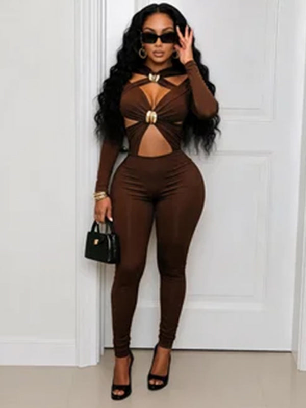 Morchique Solid Cross Cutout Jumpsuit