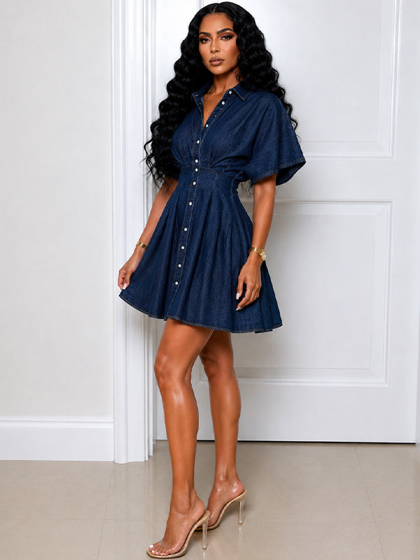 Button-Front Denim Dress