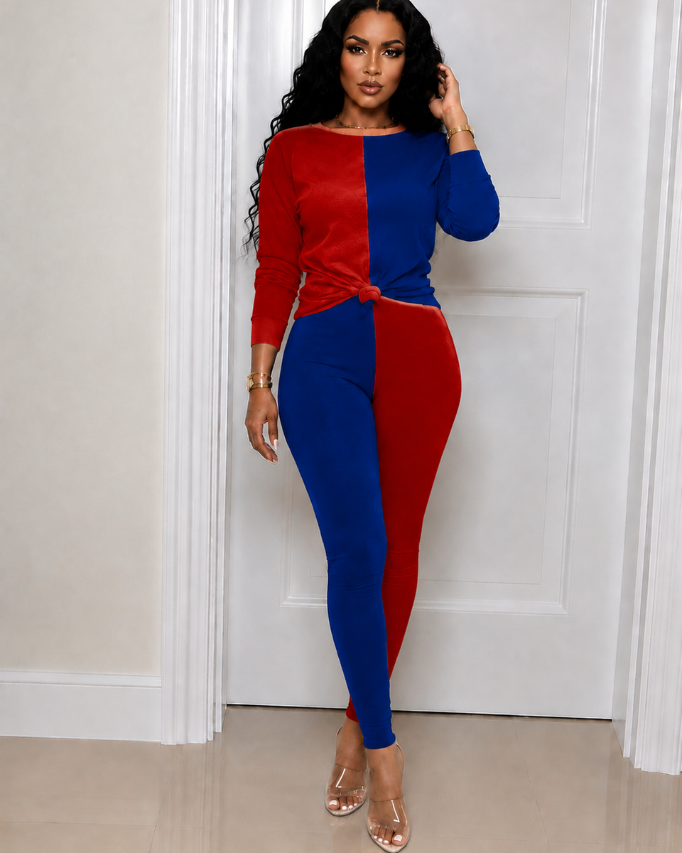 Colorblock Combo Top & Pants Set
