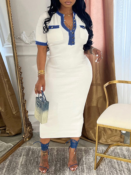 Morchique Denim-Combo Button-Front Dress