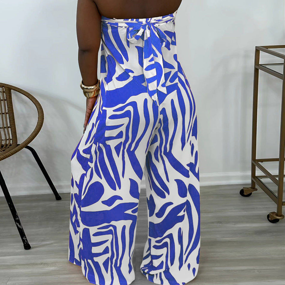 Morchique Printed Strapless Wide-Leg Jumpsuit