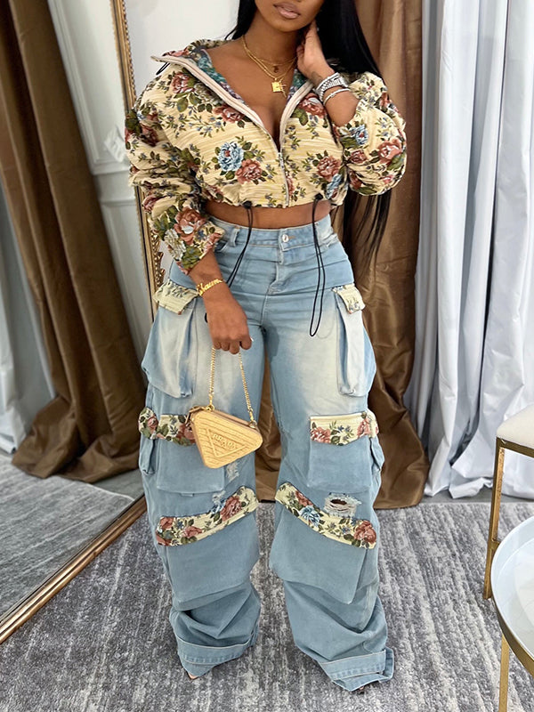 Printed Zip-Front Jacket